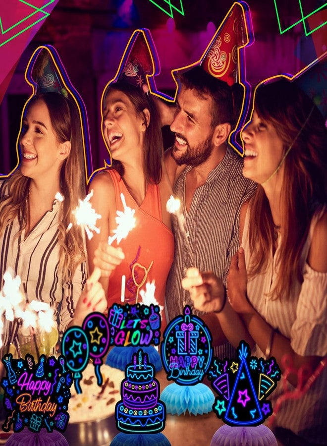 Chinco 6 Pcs Glow Party Birthday Centerpieces Neon Birthday Decorations Honeycomb Centerpieces for Tables Neon Party Supplies(Vibrant) - Image 5